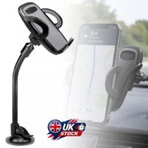 360° Long Neck Car Phone Holder with Suction & Air Vent Mount