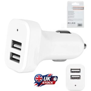 2.4A White Dual USB Car Charger